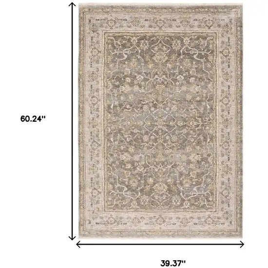 Beige Grey Machine Woven Oriental Indoor Arean Rug Photo 9