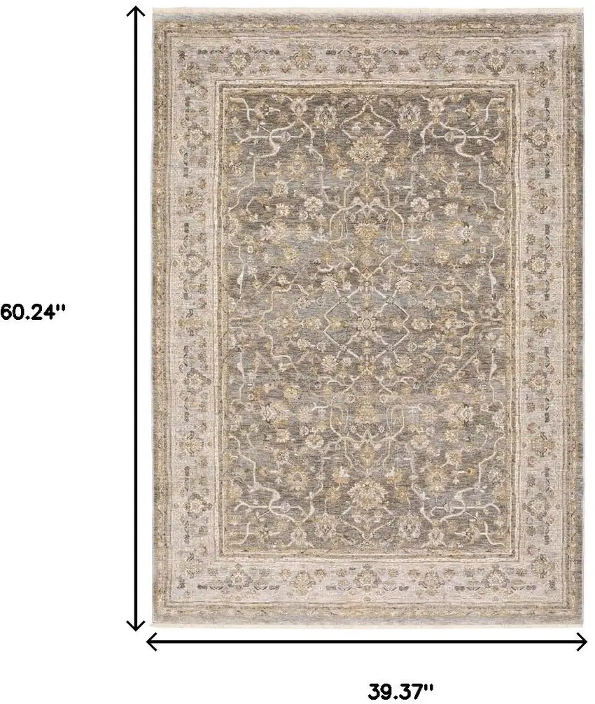 Beige Grey Machine Woven Oriental Indoor Arean Rug Photo 9