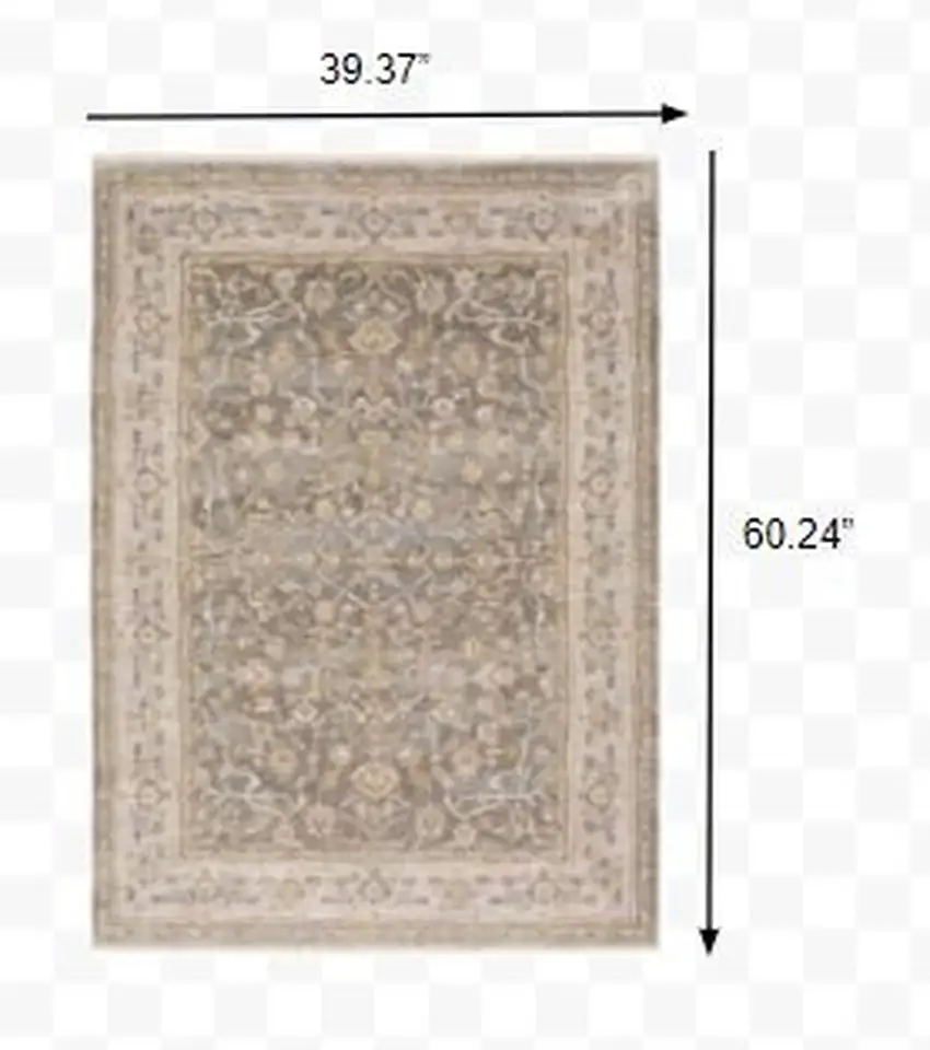 Beige Grey Machine Woven Oriental Indoor Arean Rug Photo 3