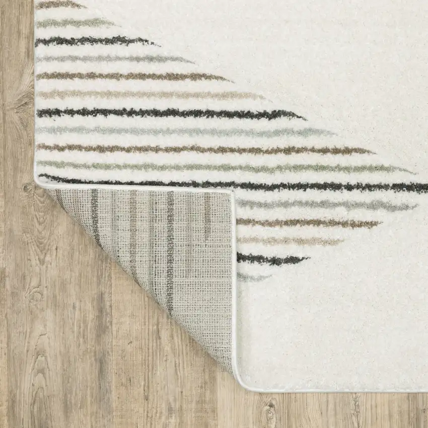 Beige Grey Sage Green Pale Blue Brown And Charcoal Geometric Power Loom Stain Resistant Area Rug Photo 6