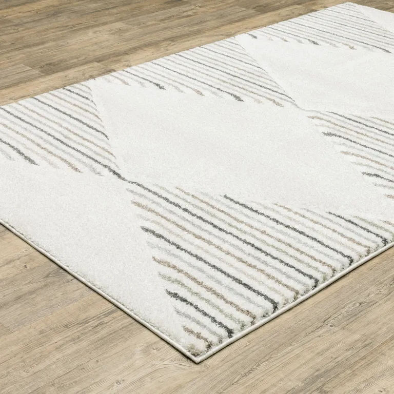 Beige Grey Sage Green Pale Blue Brown And Charcoal Geometric Power Loom Stain Resistant Area Rug Photo 3
