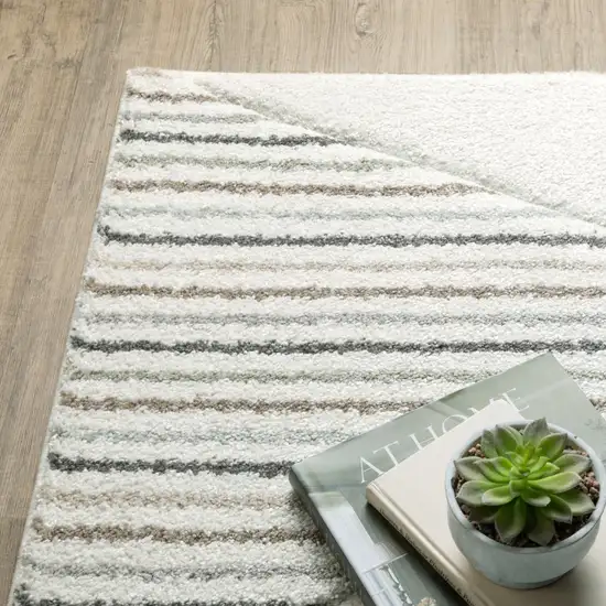 Beige Grey Sage Green Pale Blue Brown And Charcoal Geometric Power Loom Stain Resistant Area Rug Photo 4