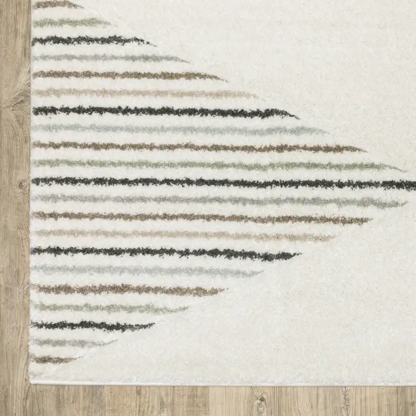 Beige Grey Sage Green Pale Blue Brown And Charcoal Geometric Power Loom Stain Resistant Area Rug Photo 7