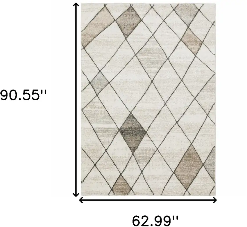 Beige Grey Tan And Brown Geometric Power Loom Stain Resistant Area Rug Photo 10