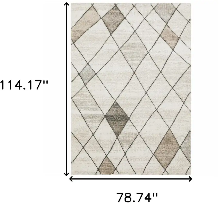 Beige Grey Tan And Brown Geometric Power Loom Stain Resistant Area Rug Photo 10