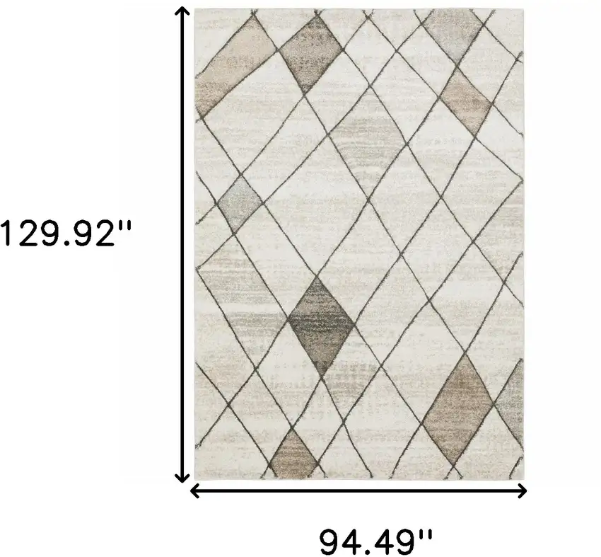 Beige Grey Tan And Brown Geometric Power Loom Stain Resistant Area Rug Photo 10