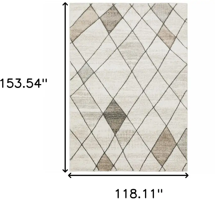 Beige Grey Tan And Brown Geometric Power Loom Stain Resistant Area Rug Photo 10