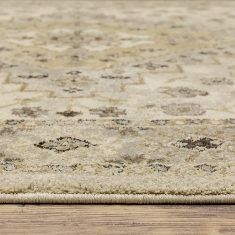 Beige Grey Tan And Brown Oriental Power Loom Stain Resistant Area Rug Photo 1