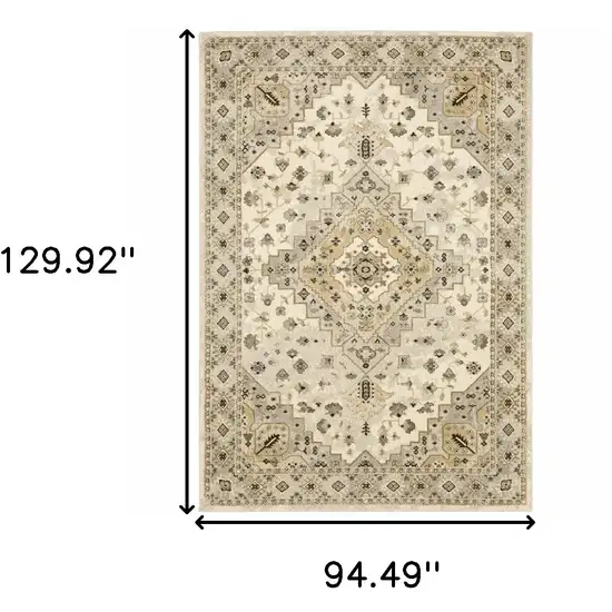 Beige Grey Tan And Brown Oriental Power Loom Stain Resistant Area Rug Photo 3