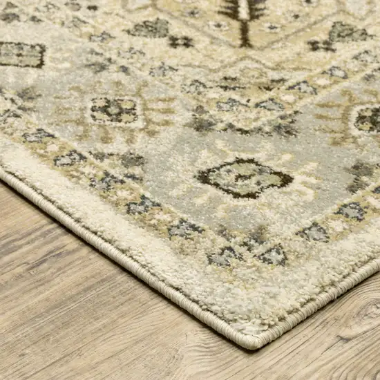 Beige Grey Tan And Brown Oriental Power Loom Stain Resistant Area Rug Photo 5