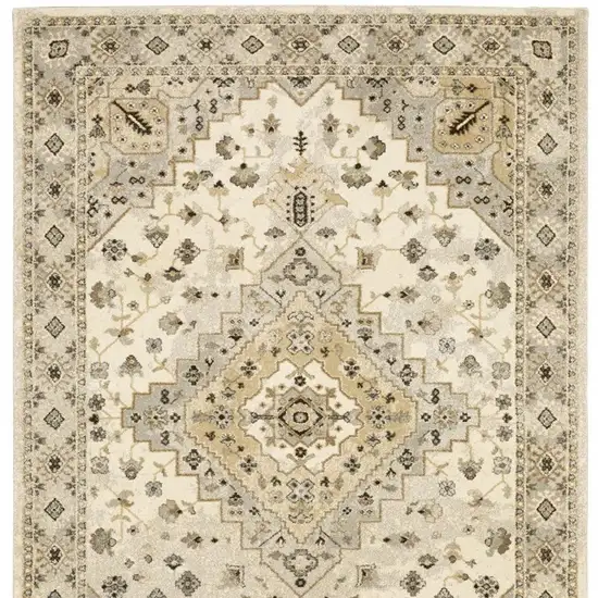 Beige Grey Tan And Brown Oriental Power Loom Stain Resistant Area Rug Photo 5