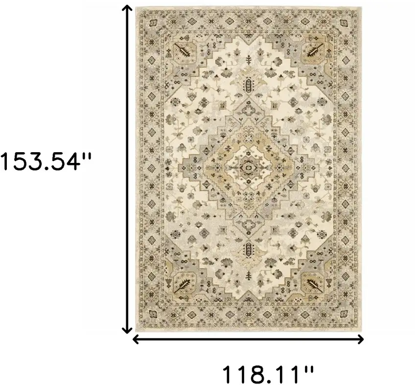Beige Grey Tan And Brown Oriental Power Loom Stain Resistant Area Rug Photo 10