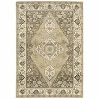 Photo of Beige Grey Tan And Charcoal Oriental Power Loom Stain Resistant Area Rug