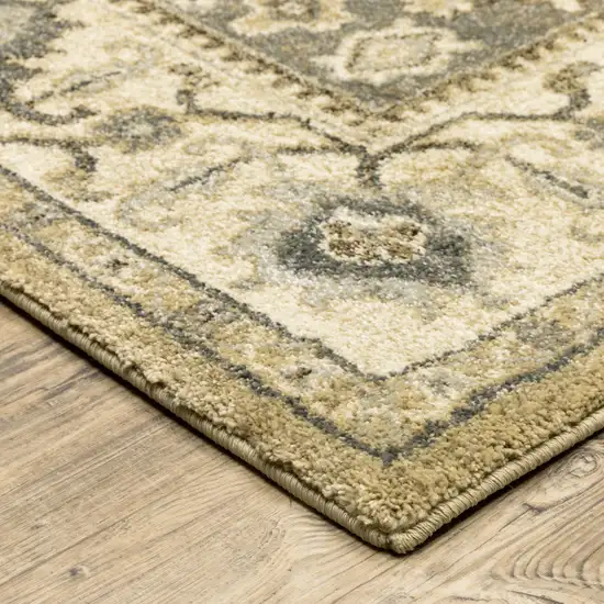 Beige Grey Tan And Charcoal Oriental Power Loom Stain Resistant Area Rug Photo 5