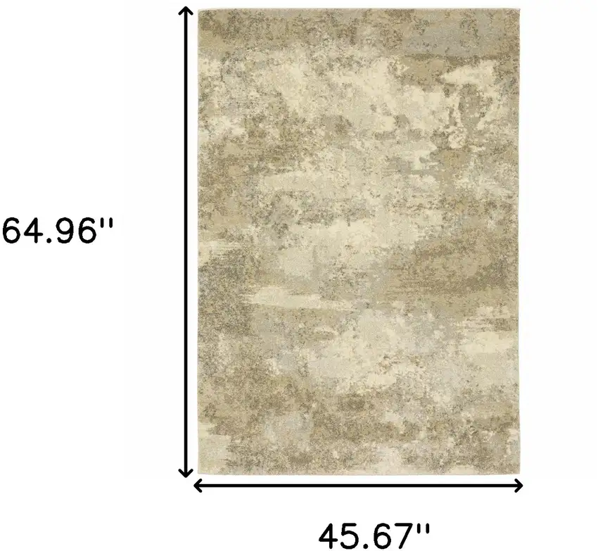 Beige and Gold Abstract Power Loom Area Rug Photo 5