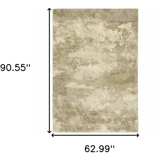 Beige Grey Tan And Gold Abstract Power Loom Stain Resistant Area Rug Photo 10