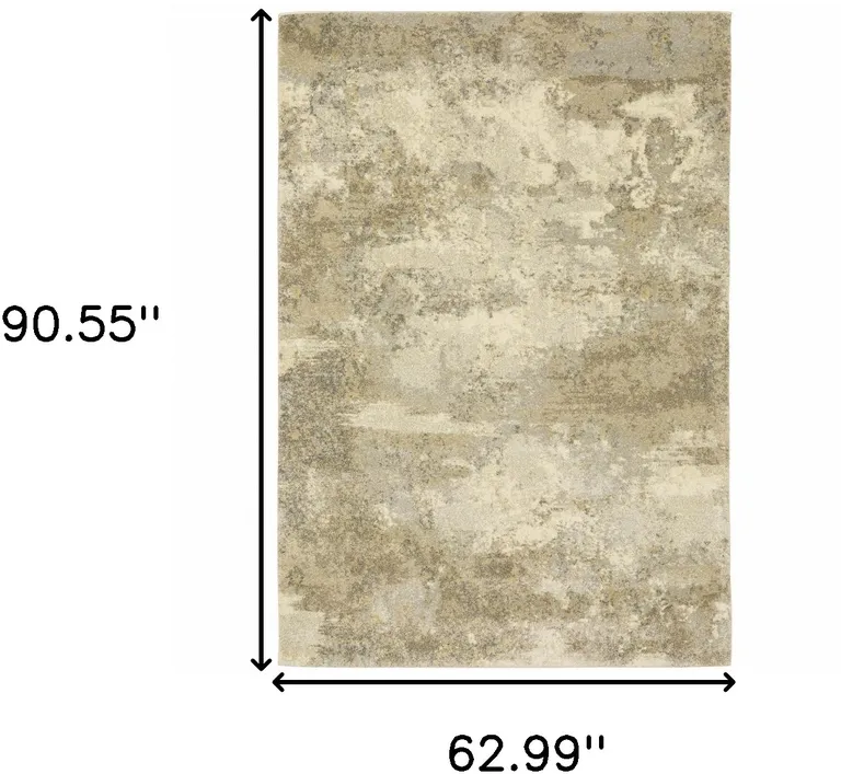 Beige Grey Tan And Gold Abstract Power Loom Stain Resistant Area Rug Photo 5