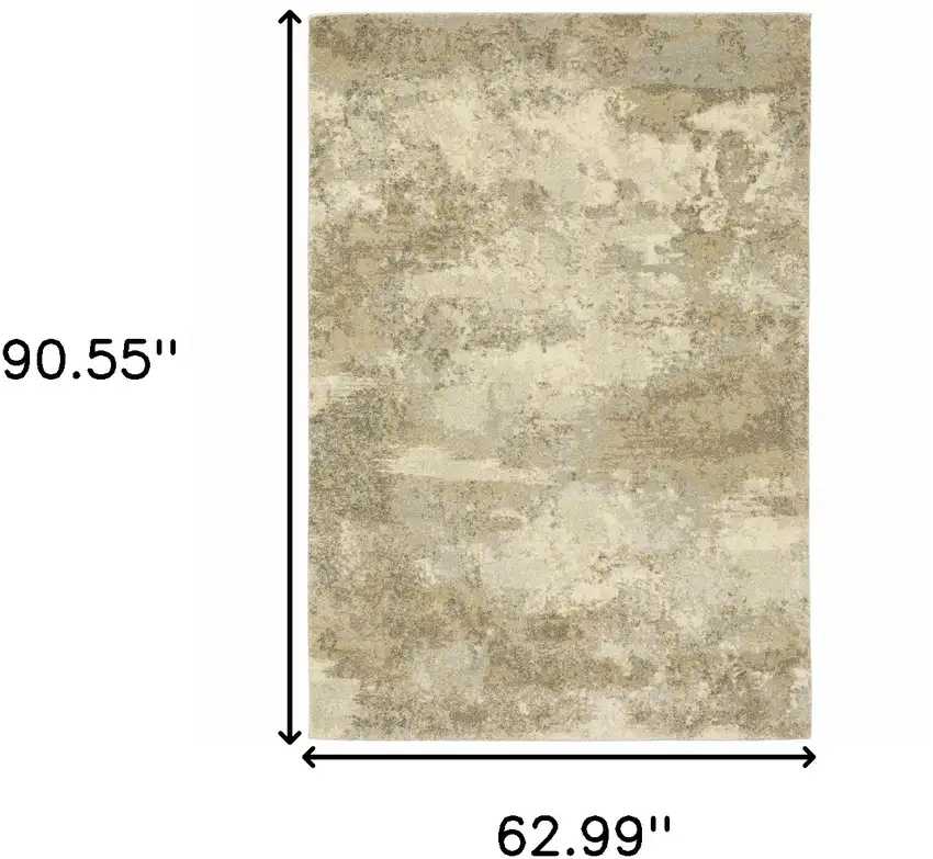 Beige Grey Tan And Gold Abstract Power Loom Stain Resistant Area Rug Photo 10
