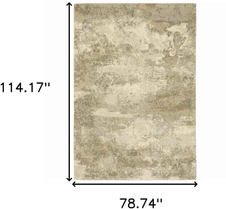 Beige Grey Tan And Gold Abstract Power Loom Stain Resistant Area Rug Photo 5