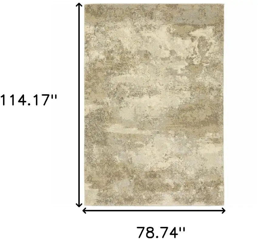 Beige Grey Tan And Gold Abstract Power Loom Stain Resistant Area Rug Photo 10