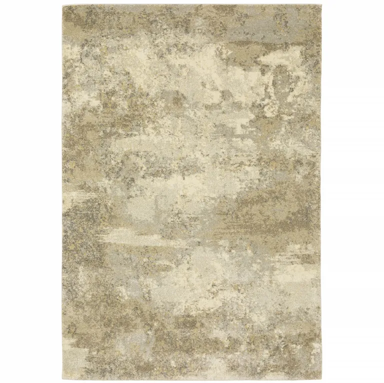 Beige Grey Tan And Gold Abstract Power Loom Stain Resistant Area Rug Photo 1