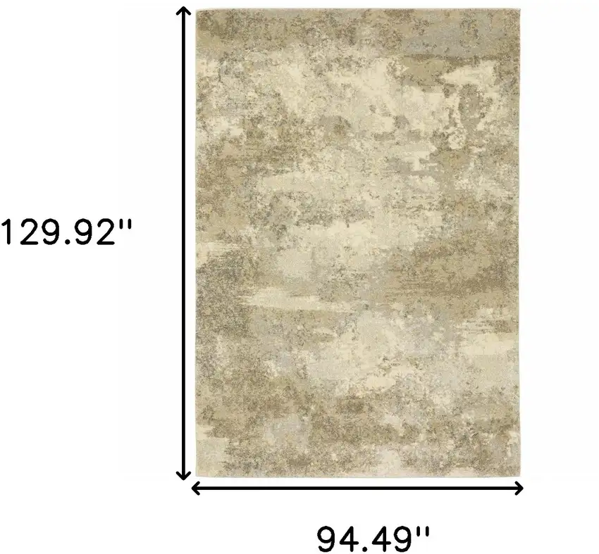 Beige Grey Tan And Gold Abstract Power Loom Stain Resistant Area Rug Photo 10