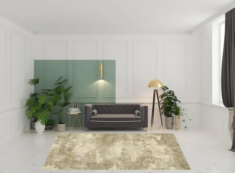 Beige Grey Tan And Gold Abstract Power Loom Stain Resistant Area Rug Photo 2