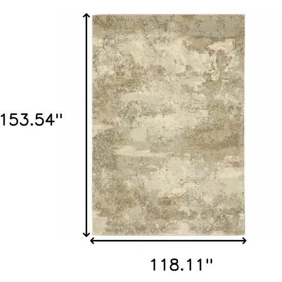 Beige Grey Tan And Gold Abstract Power Loom Stain Resistant Area Rug Photo 10