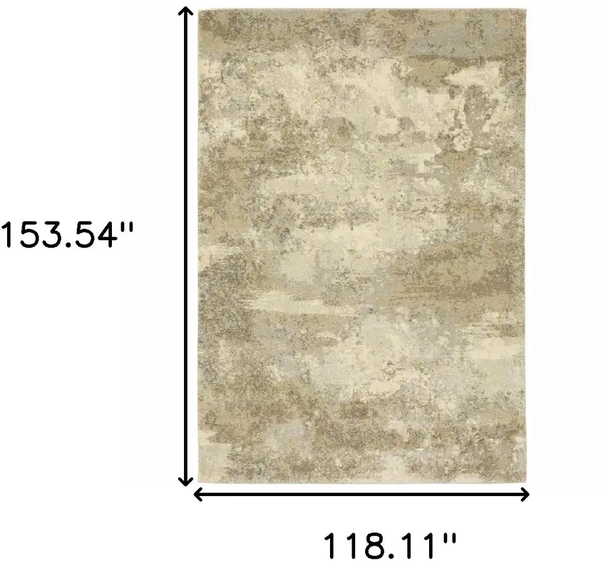 Beige Grey Tan And Gold Abstract Power Loom Stain Resistant Area Rug Photo 10