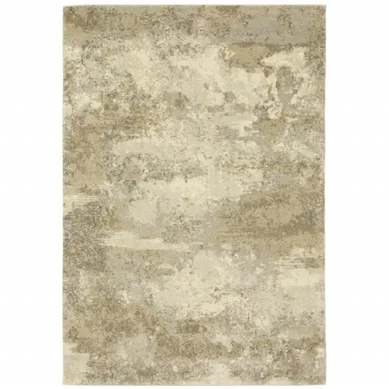 Beige Grey Tan And Gold Abstract Power Loom Stain Resistant Area Rug Photo 1