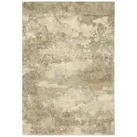Photo of Beige Grey Tan And Gold Abstract Power Loom Stain Resistant Area Rug