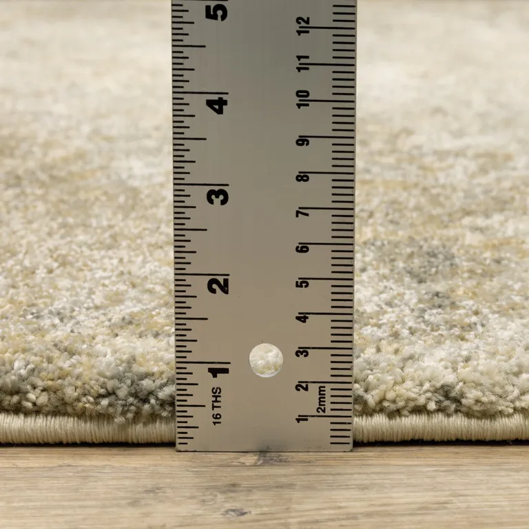 Beige Grey Tan And Gold Abstract Power Loom Stain Resistant Runner Rug Photo 3