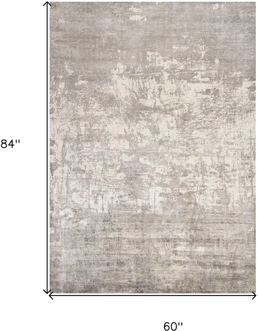 5'X7' Beige Hand Loomed Abstract Brushstroke Indoor Area Rug Photo 3