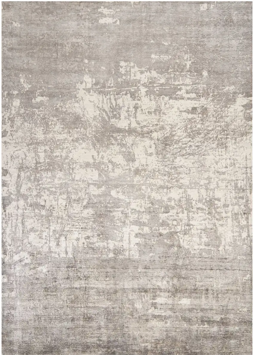 5'X7' Beige Hand Loomed Abstract Brushstroke Indoor Area Rug Photo 2
