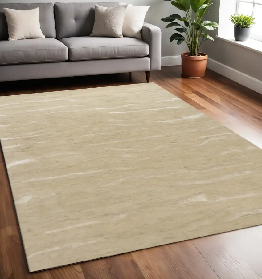 Beige And Ivory Abstract Hand Tufted Area Rug Photo 1