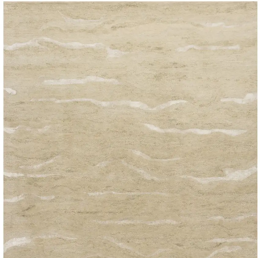 Beige And Ivory Abstract Hand Tufted Area Rug Photo 6