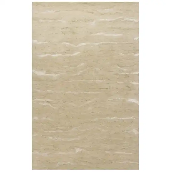 Tan and Ivory Wool Abstract Hand Tufted Area Rug Photo 2