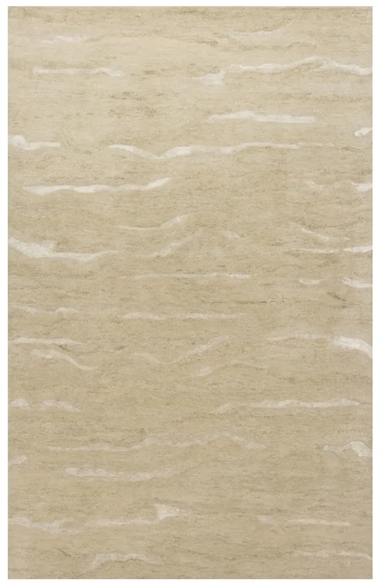 Beige Hand Tufted Abstract Indoor Area Rug Photo 2