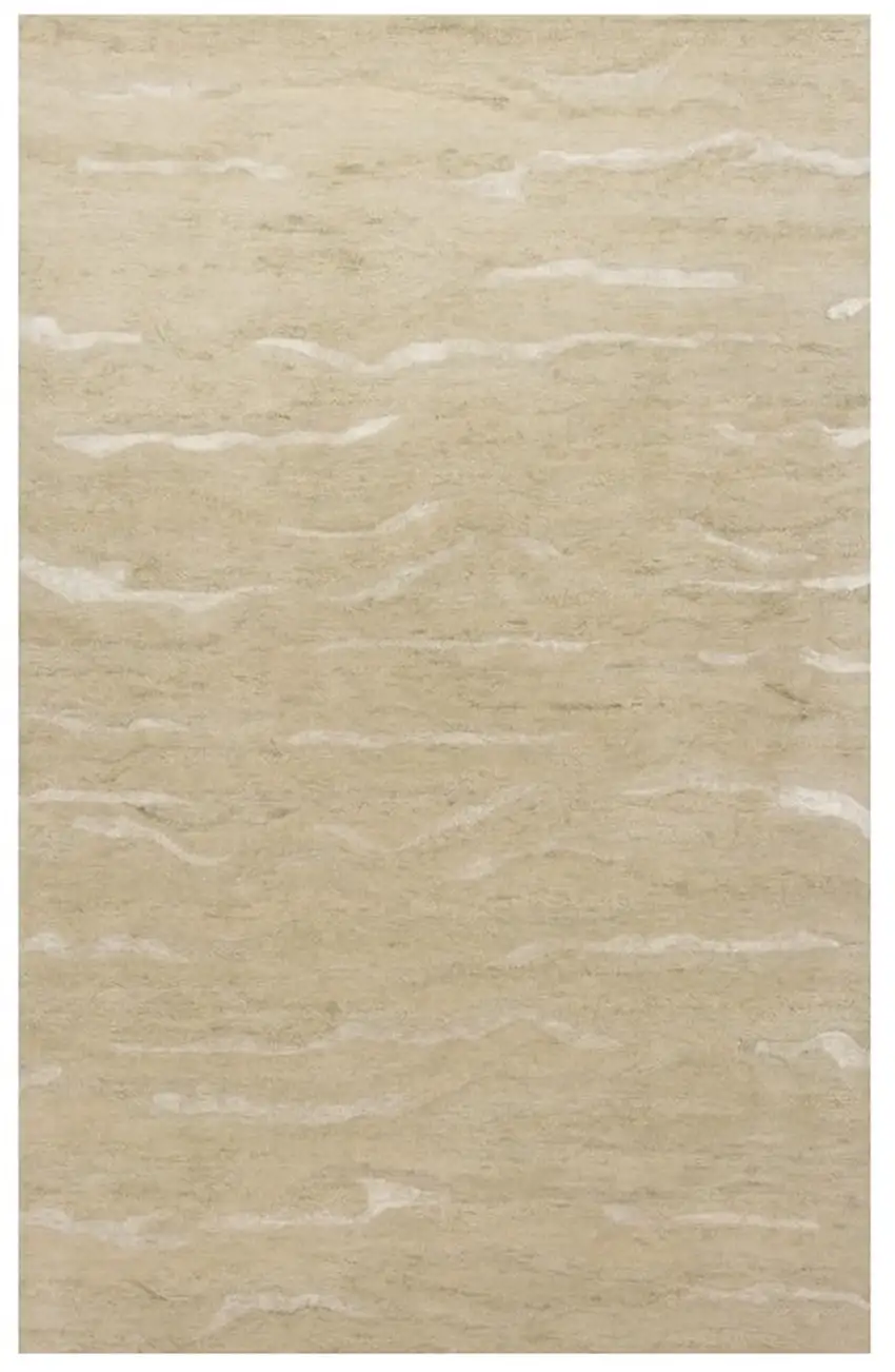 Tan and Ivory Wool Abstract Hand Tufted Area Rug Photo 2