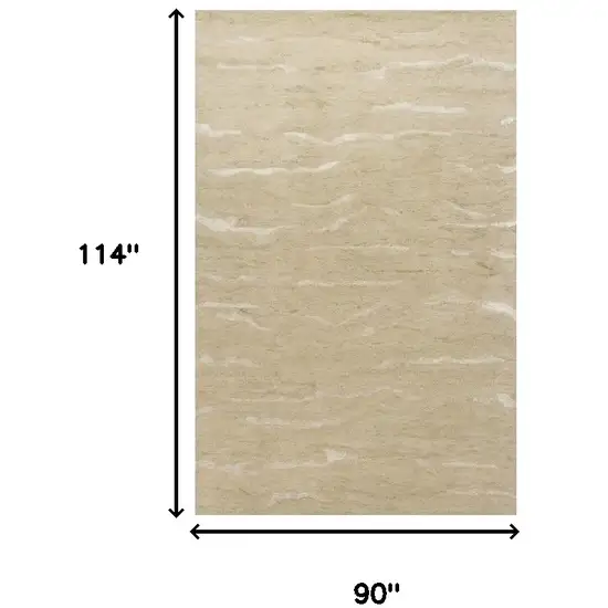 Tan and Ivory Wool Abstract Hand Tufted Area Rug Photo 3
