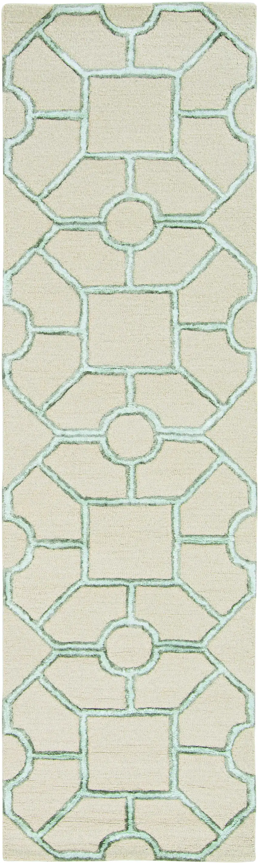 Beige Hand Tufted Geometric Indoor Area Rug Photo 3