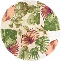 Photo of Beige Hand Tufted Tropical Plant Round Indoor Area Rug