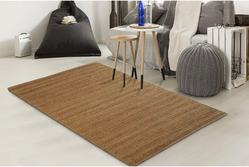 Beige Hand Woven Non Skid Area Rug Photo 2