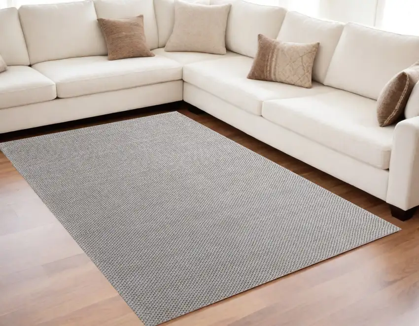 Beige Hand Woven Non Skid Area Rug Photo 1