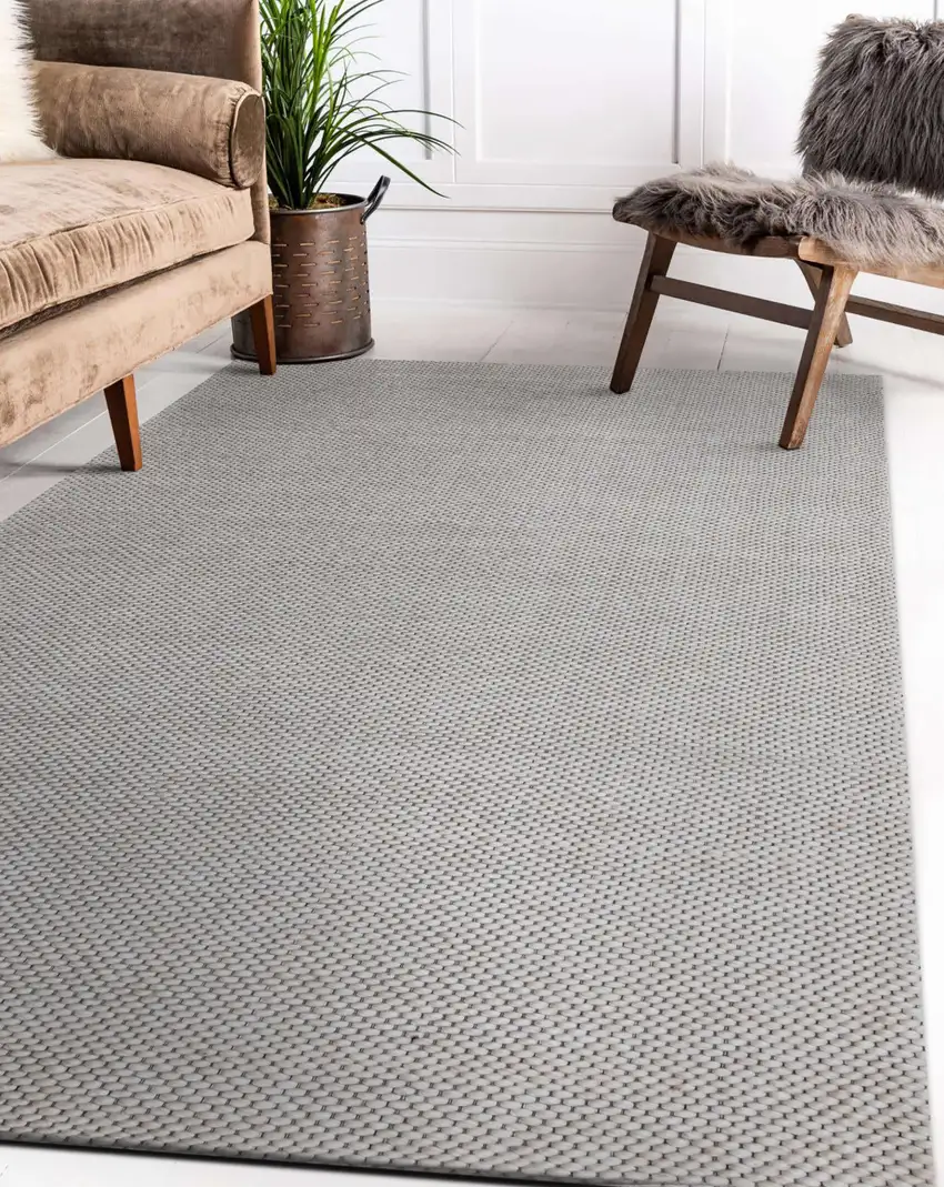 Beige Hand Woven Non Skid Area Rug Photo 8