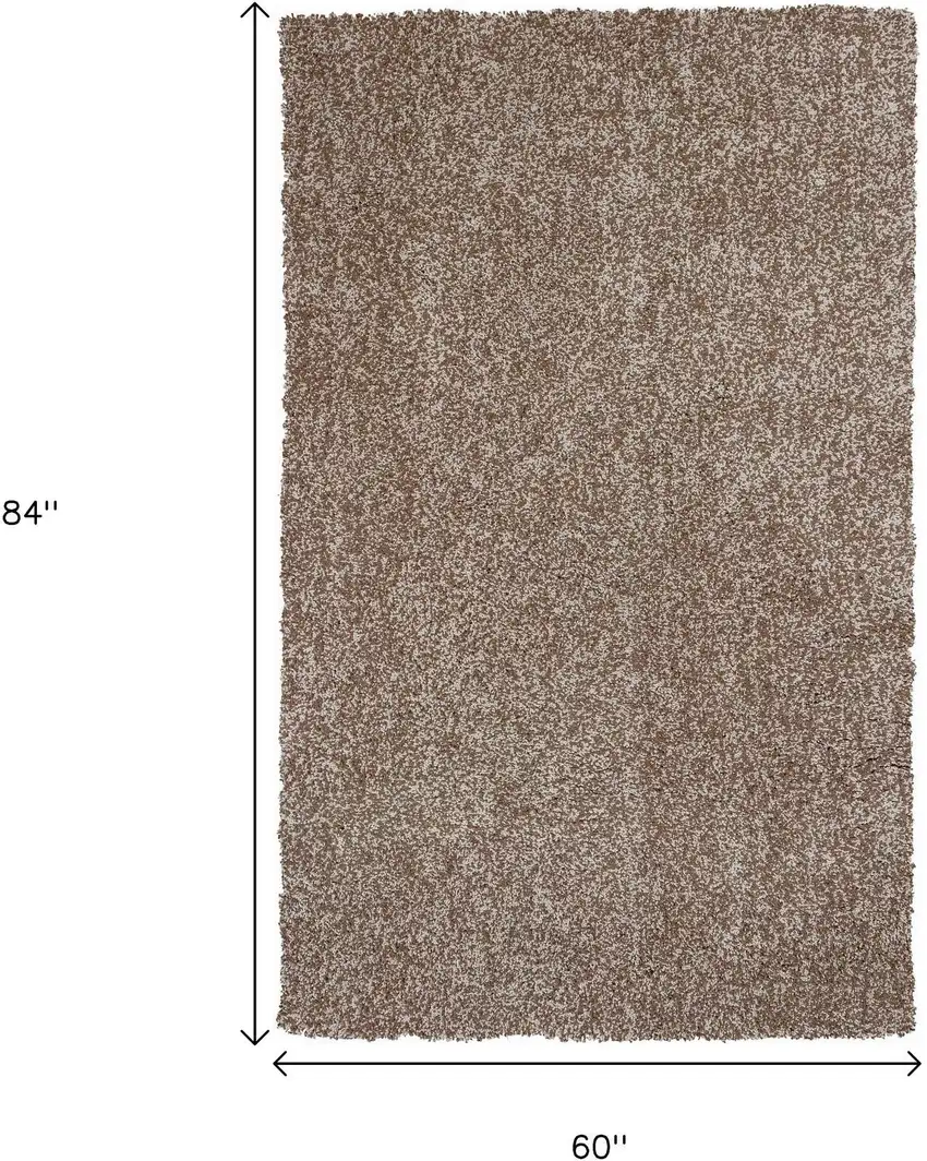 Beige And Brown Abstract Shag Hand Woven Area Rug Photo 3