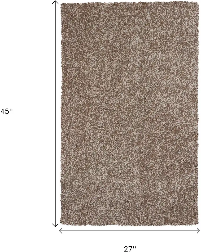 Beige And Brown Abstract Shag Hand Woven Area Rug Photo 3