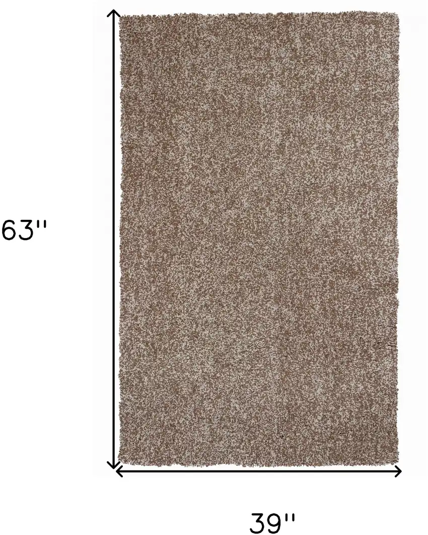 Beige and Brown Abstract Shag Hand Woven Area Rug Photo 7