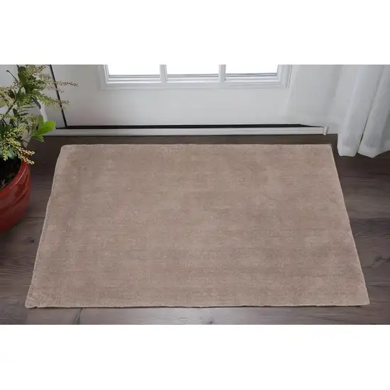Beige Shag Hand Woven Area Rug Photo 1
