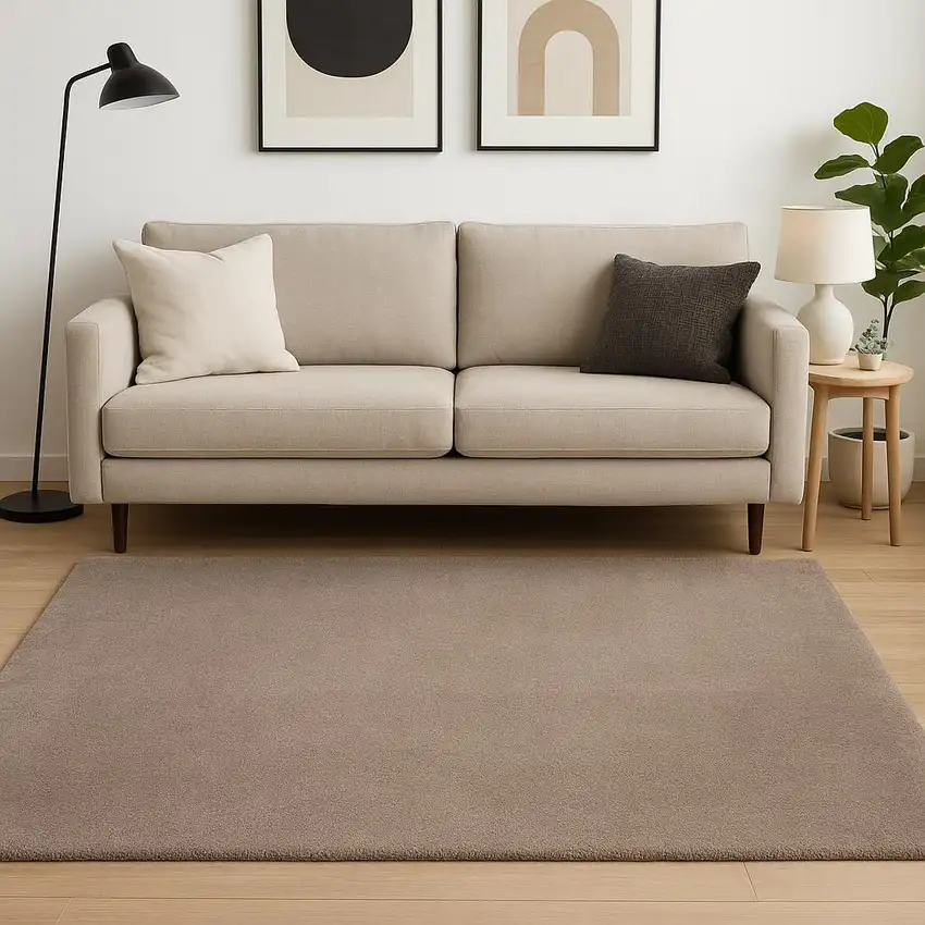 Beige Shag Hand Woven Area Rug Photo 1